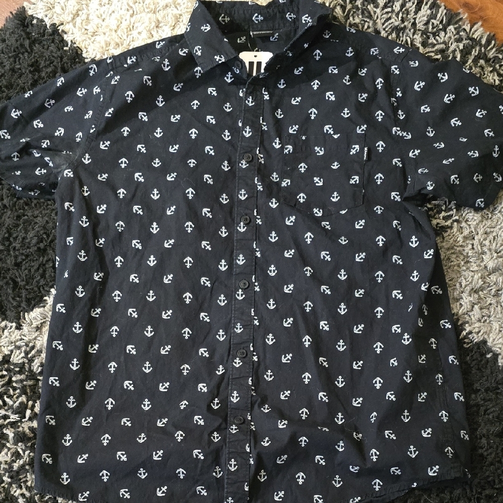 Hurley Black Shirt with White Anchor Pattern